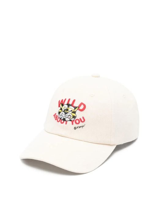 KENZO White Wild Tiger Logo-Embroidered Cap Hat
