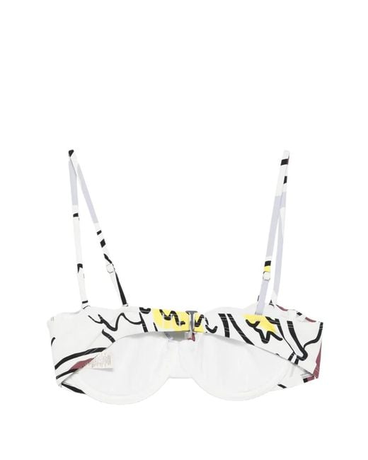 Tory Burch White Multi-Coloured Printed Bikini