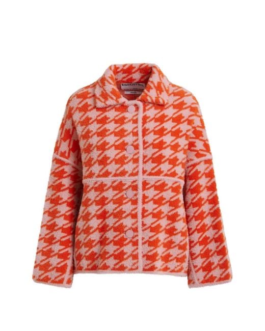 Essentiel Antwerp Red Houndstooth Button Cardigan