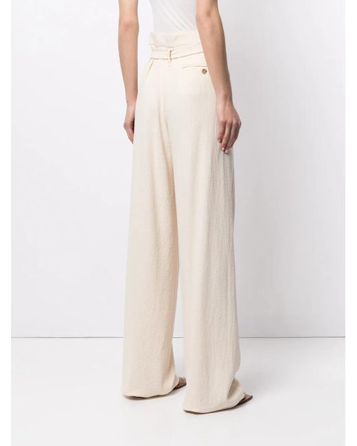 Jonathan Simkhai White Emiko Textured Wide-Leg Trousers