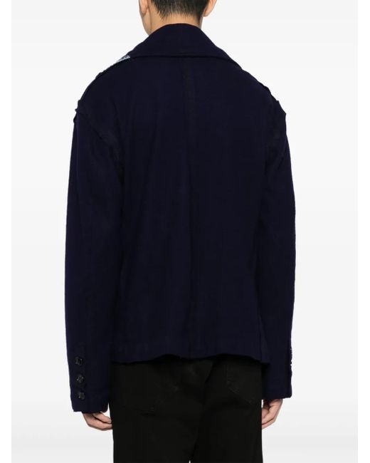 Greg Lauren Blue Denim-Patch Double-Breasted Jacket for men