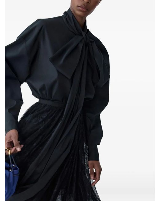 Carolina Herrera Black Lace-Panelled Pleated Skirt