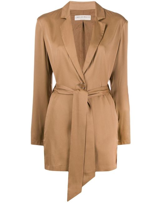 Emilio Pucci Brown Belted Long-length Jacket