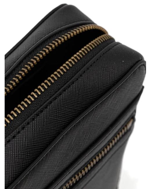 Just Cavalli Black Zip-Detail Logo Messenger Bag for men