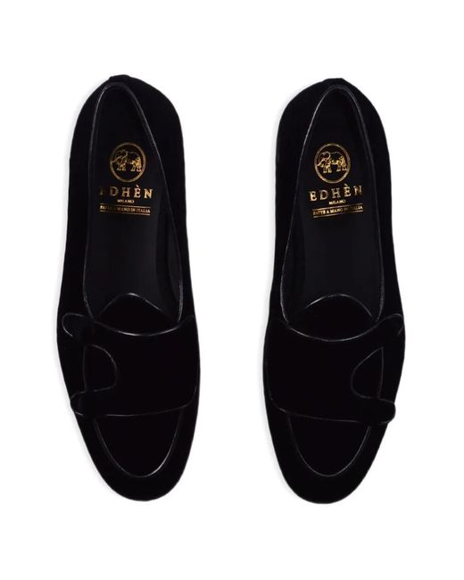 Edhen Milano Black Round Toe Loafers for men