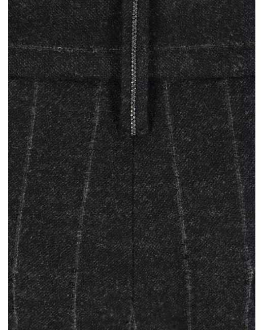 Brunello Cucinelli Black Pinstripe Sequin-Embellished Palazzo Pants
