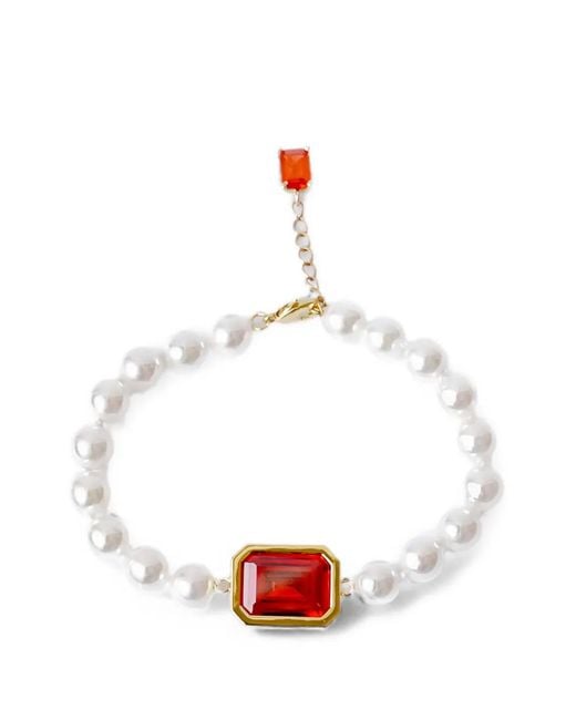 Izabel Display White Emerald-Cut Crystal Pearl Bracelet