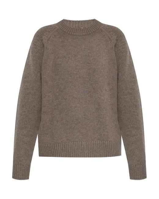 Lisa Yang Gray Raglan-Sleeve Cashmere Sweater