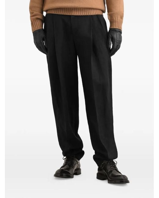 Dolce & Gabbana Black Linen Trousers for men