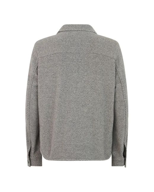 Herno Gray Herringbone-Knit Shirt Jacket for men