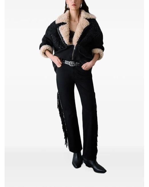 Liu Jo Black Denim Jacket With Teddy Inserts
