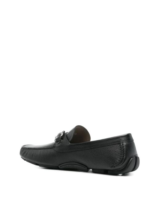 Ferragamo Black Gancini Leather Drivers for men
