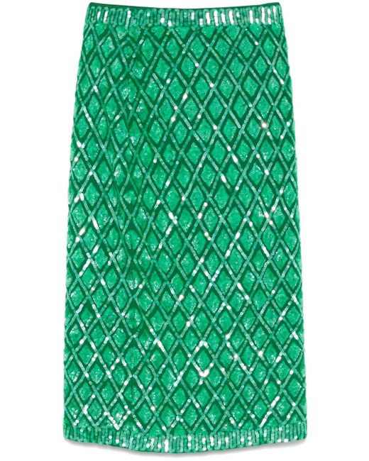 Jupe Ornée De Sequins À Coupe Mi-Longue P.A.R.O.S.H. en coloris Green