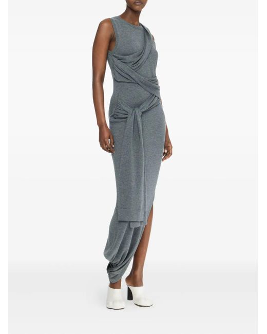 J.W. Anderson Gray Draped Tie-Waist Dress