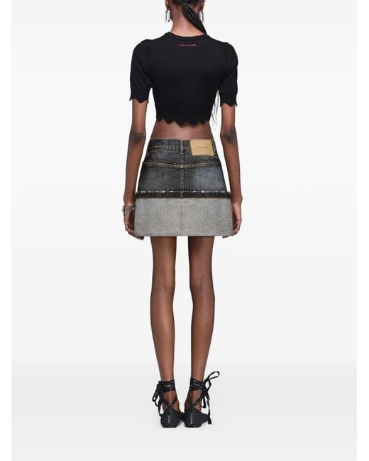 Marc Jacobs Black Scalloped-Edge Cropped Top