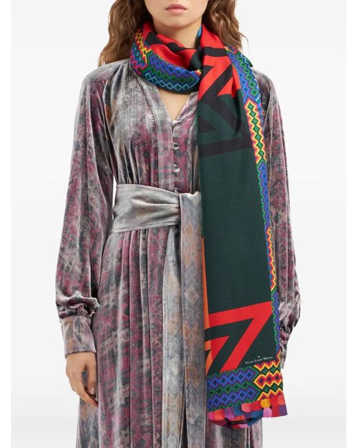 Geometric-pattern scarf Pierre Louis Mascia de color Red