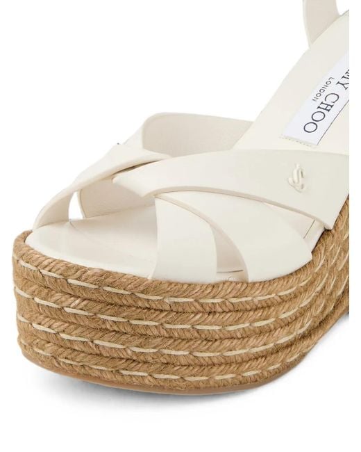 Jimmy Choo Natural Espadrilles Korra À Talon Compensé