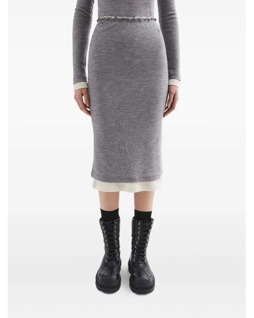 Jil Sander Gray Lightweight Wool Layered Skirt