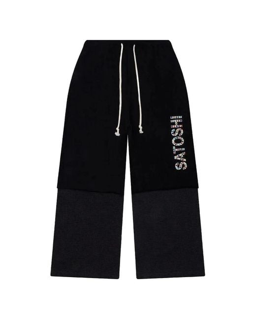 Satoshi Nakamoto Black Double-Layer Studded Track Pants for men
