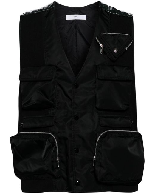 Chaleco acolchado con múltiples bolsillos Toga de hombre de color Black