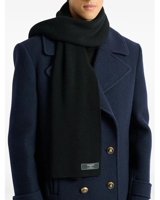 Balmain Black Paris Wool Scarf for men