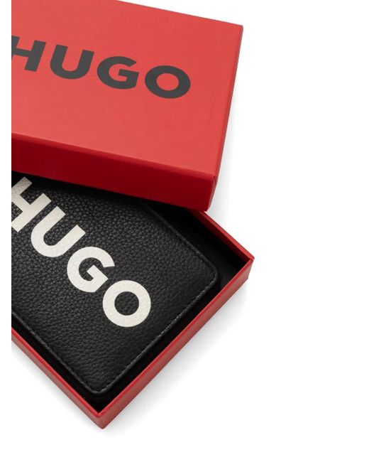 Cartera con logo estampado HUGO de hombre de color Black