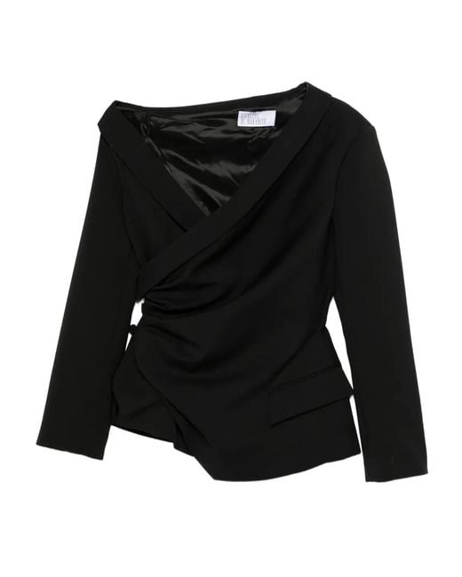 GIUSEPPE DI MORABITO Black Draped Asymmetric Jacket