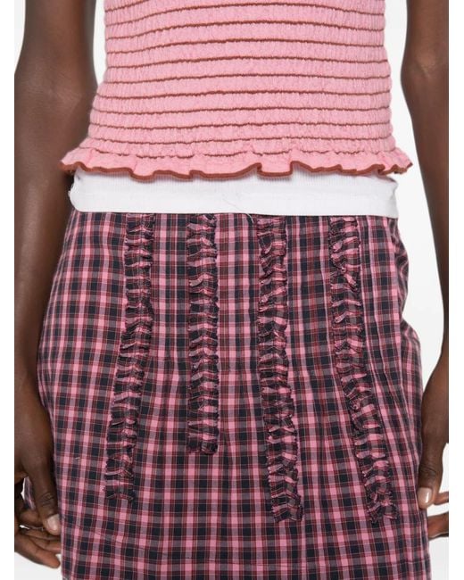 Damson Madder Red Glinda Ruffled Checked Mini Skirt