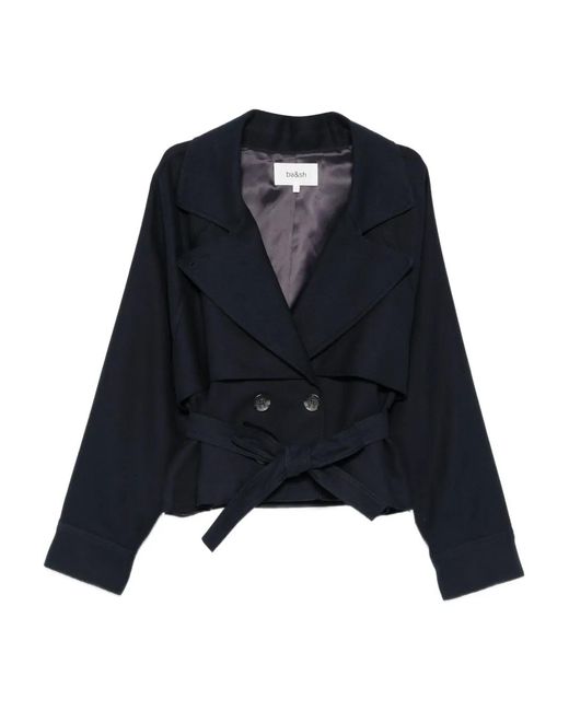 Ba&sh Blue Lonnie Belted Double-Breasted Jacket