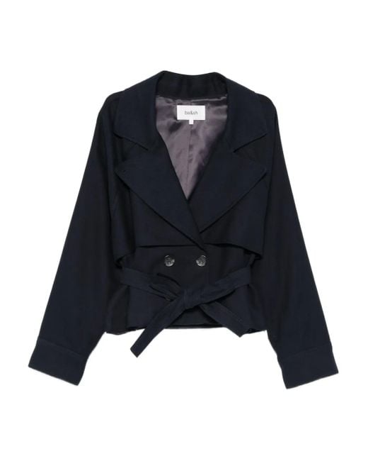 Ba&sh Blue Lonnie Belted Double-Breasted Jacket