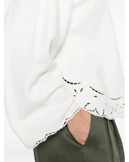 Twinset White Eembroidered-Detail Sweatshirt