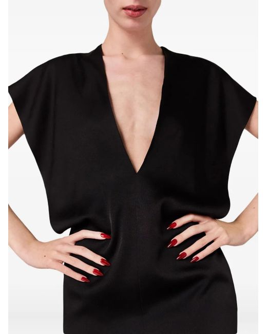 Stella McCartney Black V-Neck Short-Sleeve Midi Dress