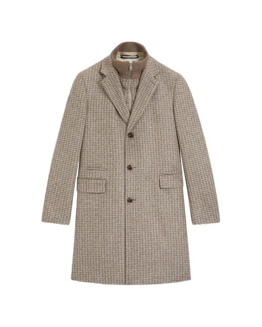 Boss Gray Button Houndstooth Coat for men