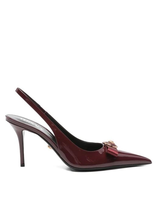Versace Brown Gianni Ribbon Slingback-Pumps 85mm