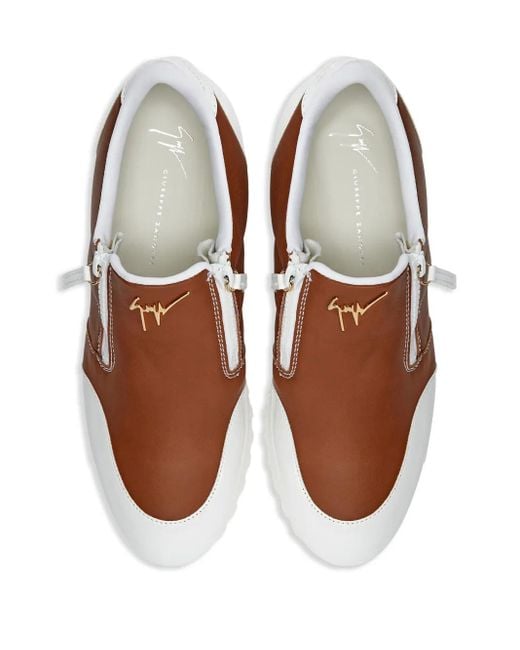 Giuseppe Zanotti Brown Ilde Run Double-Zip Low-Top Sneakers for men