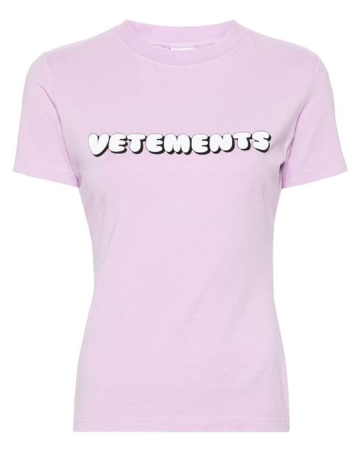 Vetements Pink Logo-print T-shirt