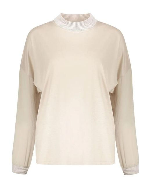 Top Con Cuello Redondo Herno de color Natural