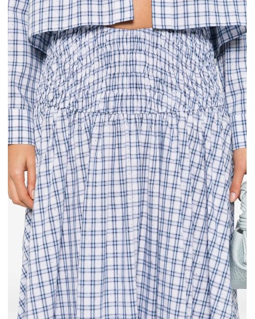 Maje Blue Rhinestone Cotton Maxi Skirt