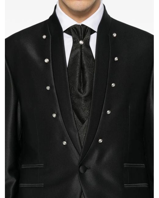 Carlo Pignatelli Black Crystal-Embellished Suit (Set Of Three) for men