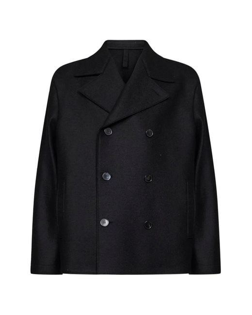 Harris Wharf London Black Double-Breasted Virgin Wool Jacket for men