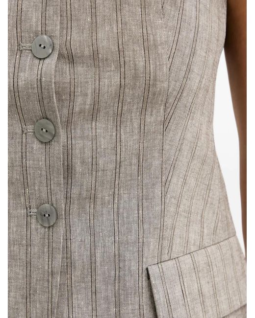 Sisley Blue Pinstriped Button-Front Sleeveless Top