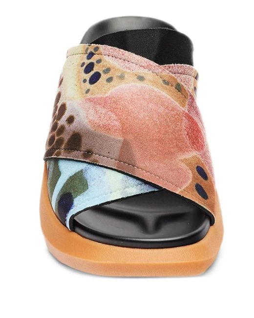 Onwuad White Cross-Strap Print Slides