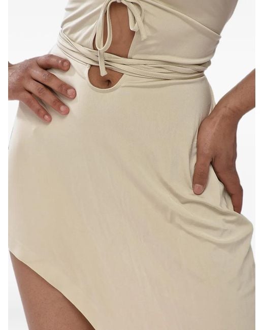 Off-White c/o Virgil Abloh Natural Lace-Up Asymmetric Dress