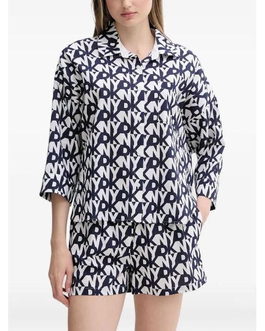 DKNY Pyjama Met Logoprint in het Blue