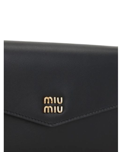 Miu Miu Black Schultertasche Mit Logo-Schild