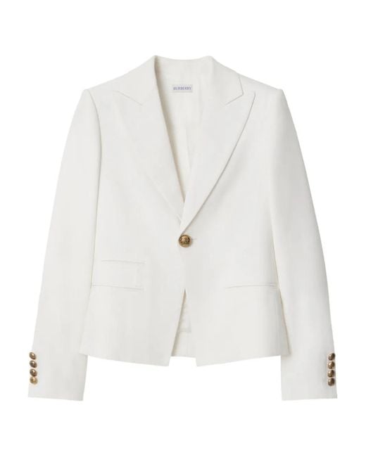 Burberry White Single-Breasted Blazer