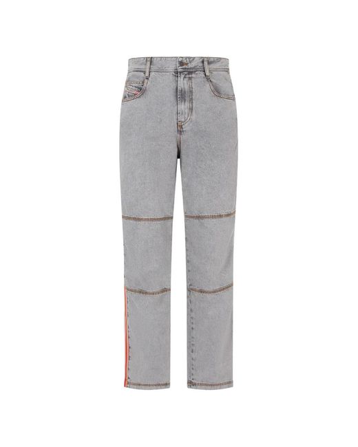 DIESEL Gray Contrast-Stitch Side-Stripe Jeans for men