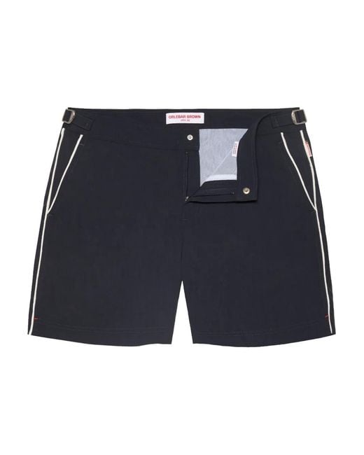 Orlebar Brown Blue Bulldog Piped-Trim Swim Shorts for men
