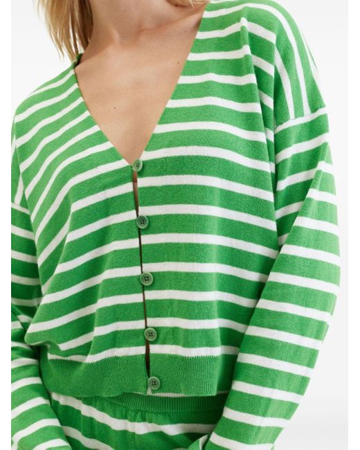 Chinti & Parker Green Striped Button-up Cardigan