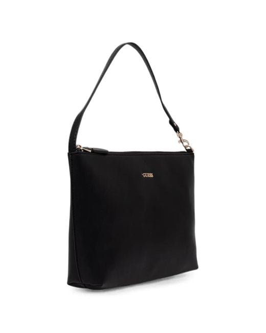 Guess Black Tessi Chevron-Weave Pouch-Detail Tote Bag